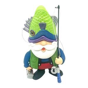 Vtg 2004 Hallmark Catch of the Day Santa Fishing Fish Pole Christmas Ornament